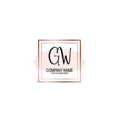 Initial GW Handwriting, Wedding Monogram Logo Design, Modern Minimalistic and Floral templates for Invitation cards	
