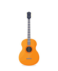 Naklejka premium Flat Guitar. Vector Illustration. Musical Instrument Flat