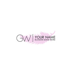 Fototapeta na wymiar Initial GW Handwriting, Wedding Monogram Logo Design, Modern Minimalistic and Floral templates for Invitation cards 