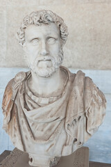 Fototapeta premium The man bust in Stoa of Attalos, The Ancient Agora, Athens, Greece 