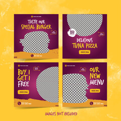 burger and pizza instagram template for food social media advertising