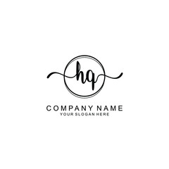Initial HQ Handwriting, Wedding Monogram Logo Design, Modern Minimalistic and Floral templates for Invitation cards	
