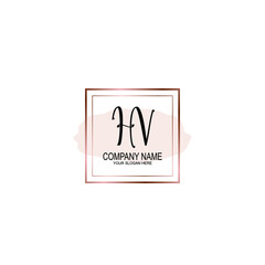 Initial HV Handwriting, Wedding Monogram Logo Design, Modern Minimalistic and Floral templates for Invitation cards	
