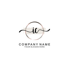 Initial IC Handwriting, Wedding Monogram Logo Design, Modern Minimalistic and Floral templates for Invitation cards	
