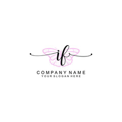 Initial IF Handwriting, Wedding Monogram Logo Design, Modern Minimalistic and Floral templates for Invitation cards	
