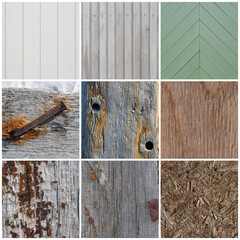 Wood texture set. Vintage rustic backgrounds collection.
