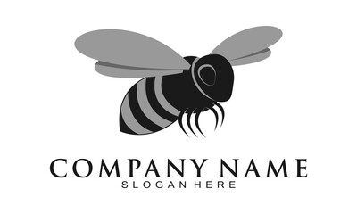 Flying bee illustration vector logo