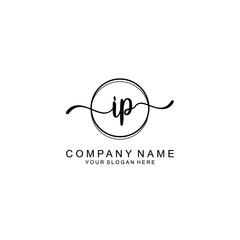 Initial IP Handwriting, Wedding Monogram Logo Design, Modern Minimalistic and Floral templates for Invitation cards	
