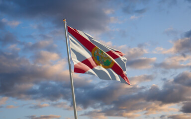 Florida US State Flag at sky background