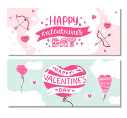 Set of backgrounds for Valentine's Day. Flyer, invitation. Vector illustration.