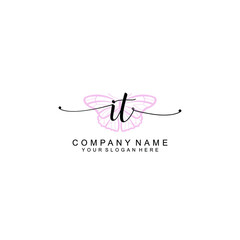 Initial IT Handwriting, Wedding Monogram Logo Design, Modern Minimalistic and Floral templates for Invitation cards	
