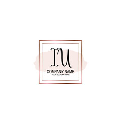 Initial IU Handwriting, Wedding Monogram Logo Design, Modern Minimalistic and Floral templates for Invitation cards	
