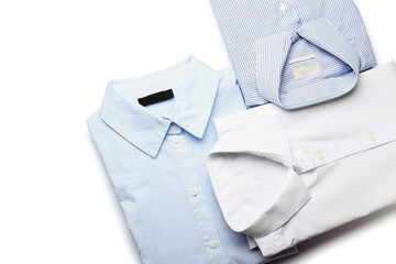 New male shirts on white background