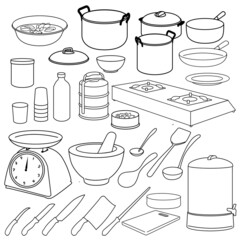 Obraz premium Set of kitchen objects. Kitchen equipment