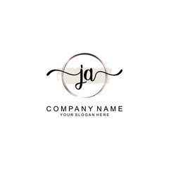 Initial JA Handwriting, Wedding Monogram Logo Design, Modern Minimalistic and Floral templates for Invitation cards	
