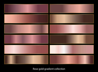 Rose gold gradient backgrounds collection. Vector illustration.