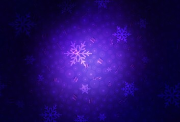 Fototapeta na wymiar Dark Purple vector pattern in Christmas style.