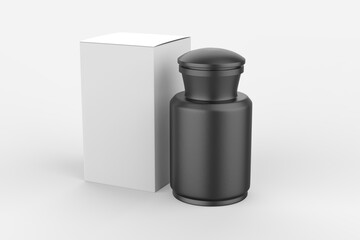 Matte Ceramic Bottle Mockup - protein, vitamins, bcaa, tablets. Photo-realistic packaging mockup template with sample design. 3d illustration.