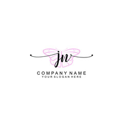 Initial JN Handwriting, Wedding Monogram Logo Design, Modern Minimalistic and Floral templates for Invitation cards	
