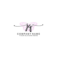 Initial JQ Handwriting, Wedding Monogram Logo Design, Modern Minimalistic and Floral templates for Invitation cards	
