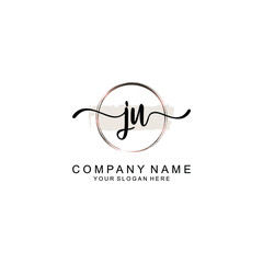 Initial JU Handwriting, Wedding Monogram Logo Design, Modern Minimalistic and Floral templates for Invitation cards	
