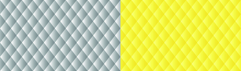 Abstract geometric banner in trendy colors of the 2021 year.. Convex rhombuses gray and yellow background. Illuminating and Ultimate Gray colors