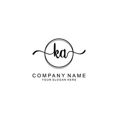 Initial KA Handwriting, Wedding Monogram Logo Design, Modern Minimalistic and Floral templates for Invitation cards	
