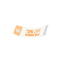 Sales Vector badges for Labels, Tags, Web Stickers, New offer, Discount 70%.