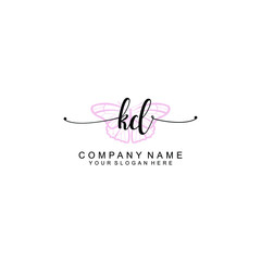 Initial KD Handwriting, Wedding Monogram Logo Design, Modern Minimalistic and Floral templates for Invitation cards	
