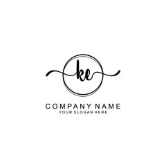 Initial KE Handwriting, Wedding Monogram Logo Design, Modern Minimalistic and Floral templates for Invitation cards	
