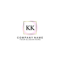 Initial KK Handwriting, Wedding Monogram Logo Design, Modern Minimalistic and Floral templates for Invitation cards	
