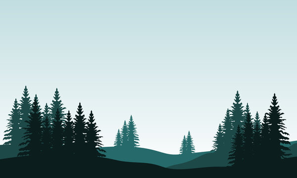 Beautiful tress scenery in the flat soil countryside. City vector