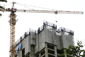 Fototapeta premium Asian Construction Building in Urban Area, With Good Vibes
