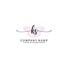 Initial KS Handwriting, Wedding Monogram Logo Design, Modern Minimalistic and Floral templates for Invitation cards	
