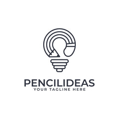 creative logo design combination of pencil and bulb