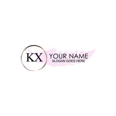 Initial KX Handwriting, Wedding Monogram Logo Design, Modern Minimalistic and Floral templates for Invitation cards	
