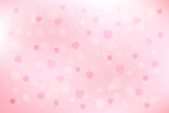 Festive pink background with bokeh and hearts. Template for greeting card, invitation, flyer. EPS 10