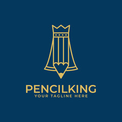 king pencil logo vector design