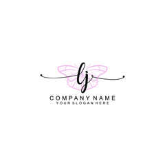 Initial LJ Handwriting, Wedding Monogram Logo Design, Modern Minimalistic and Floral templates for Invitation cards	
