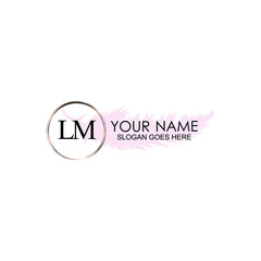 Initial LM Handwriting, Wedding Monogram Logo Design, Modern Minimalistic and Floral templates for Invitation cards	
