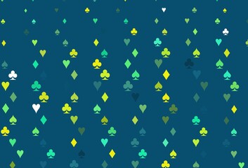 Fototapeta premium Light Green, Yellow vector pattern with symbol of cards.