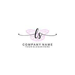Initial LS Handwriting, Wedding Monogram Logo Design, Modern Minimalistic and Floral templates for Invitation cards	
