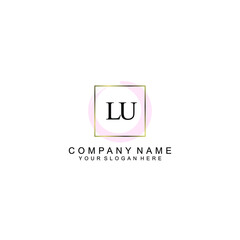 Initial LU Handwriting, Wedding Monogram Logo Design, Modern Minimalistic and Floral templates for Invitation cards	
