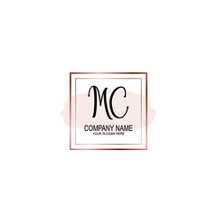 Initial MC Handwriting, Wedding Monogram Logo Design, Modern Minimalistic and Floral templates for Invitation cards	
