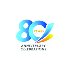 80 year anniversary vector template. Design for celebration, greeting cards or print.