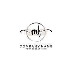 Initial MF Handwriting, Wedding Monogram Logo Design, Modern Minimalistic and Floral templates for Invitation cards	
