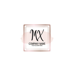 Initial MX Handwriting, Wedding Monogram Logo Design, Modern Minimalistic and Floral templates for Invitation cards	
