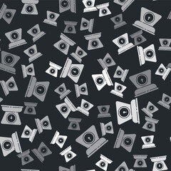 Grey Scales icon isolated seamless pattern on black background. Weight measure equipment. Vector.