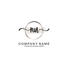 Initial NU Handwriting, Wedding Monogram Logo Design, Modern Minimalistic and Floral templates for Invitation cards	
