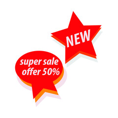 Sales Vector badges for Labels, Tags, Web Stickers, New offer, Discount 50%, super sale offer.